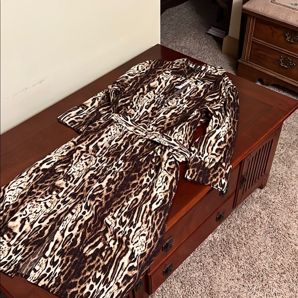 INC International Concepts Brown and Black Long Sleeve Dress